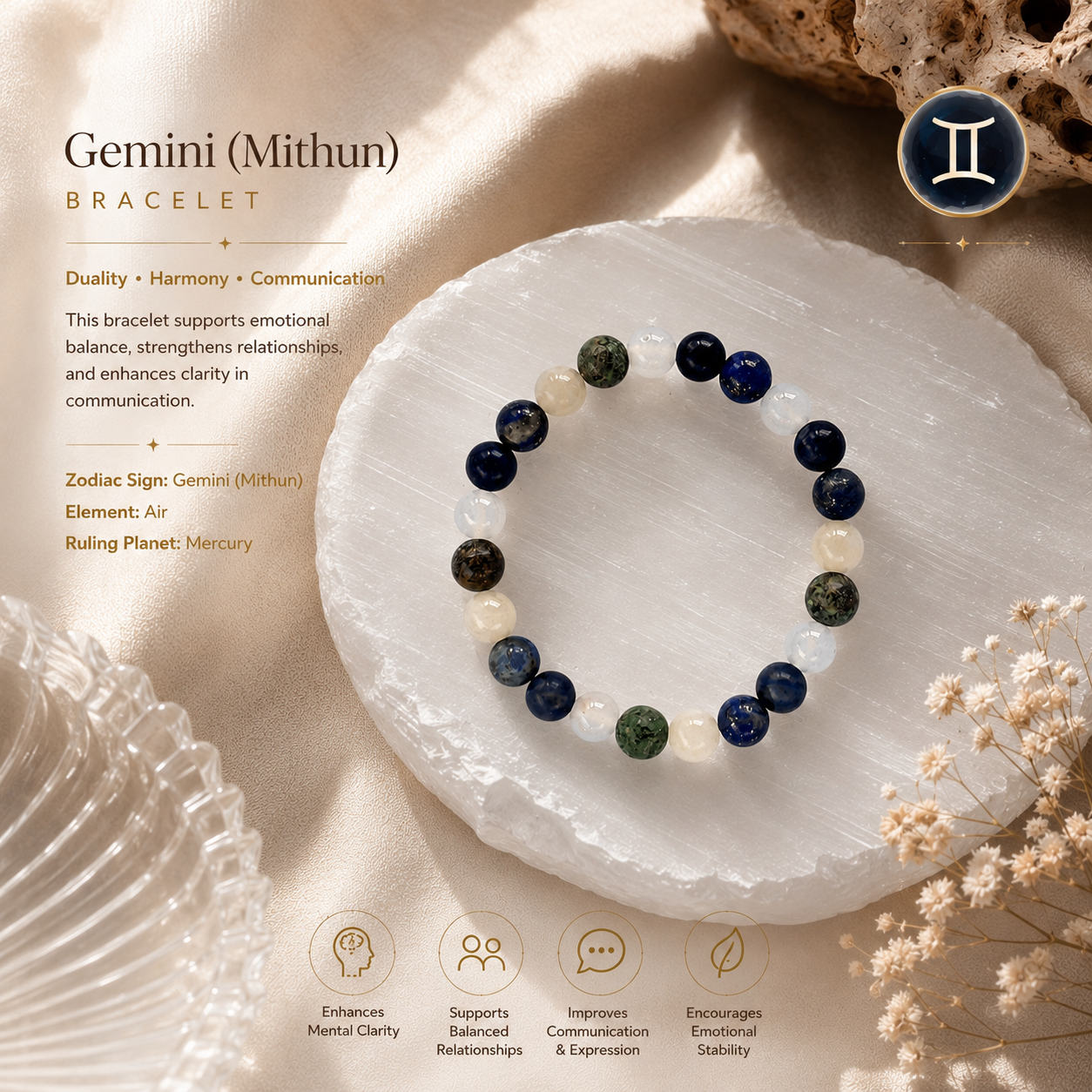 Gemini (Mithun) Zodiac Bracelet