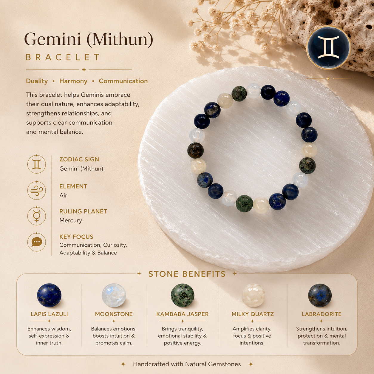Gemini (Mithun) Zodiac Bracelet