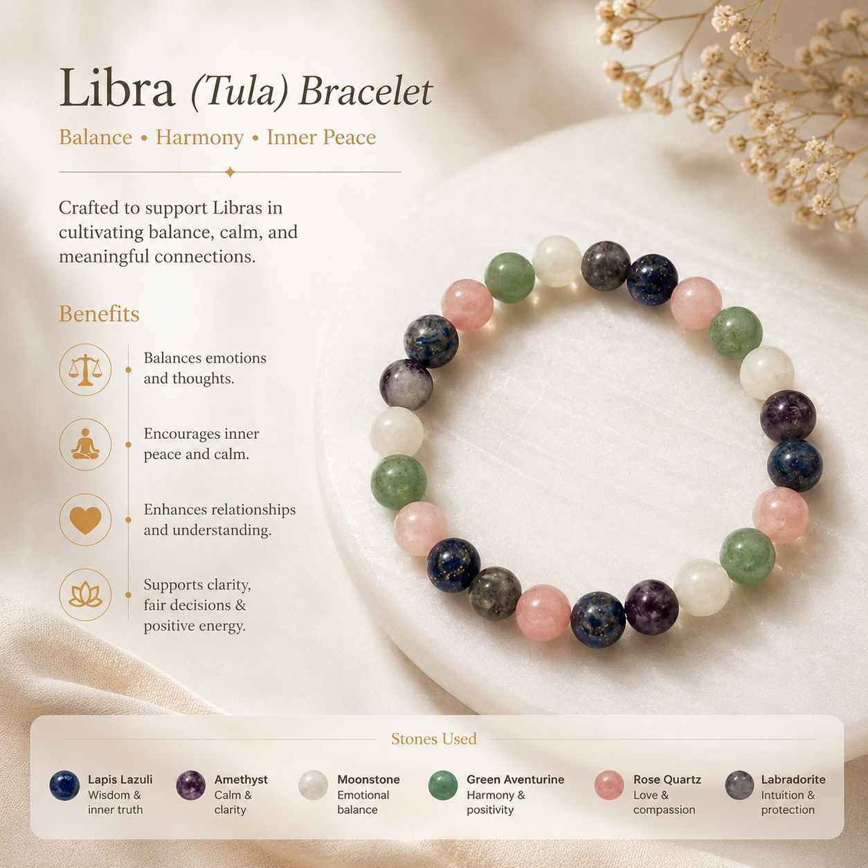 Libra (Tula) Zodiac Bracelet
