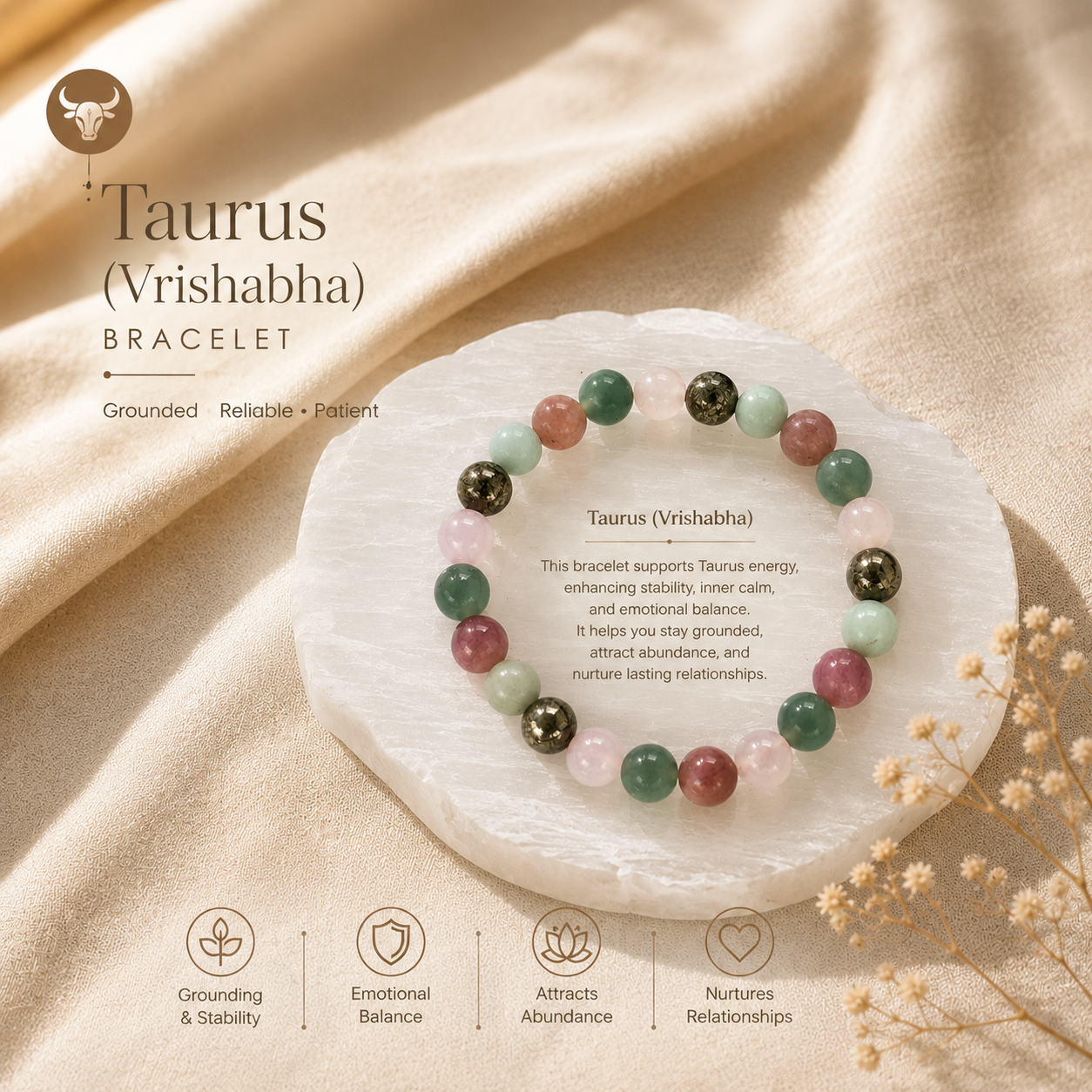 Taurus (Vrishabha) Zodiac Bracelet